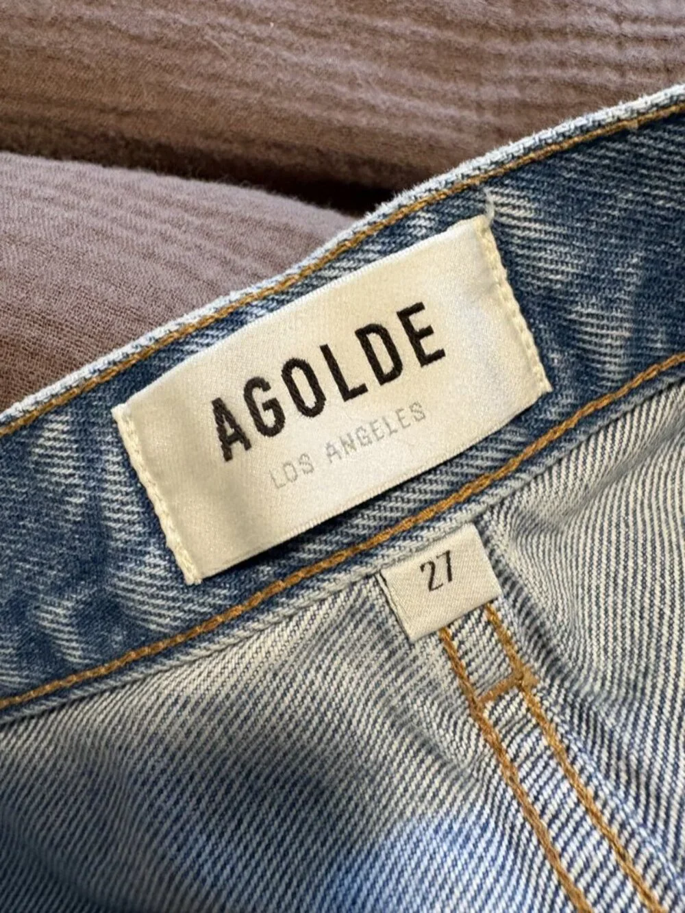 AGOLDE Parker Cut Off Shorts Light Wash Distressed Denim High Rise 27